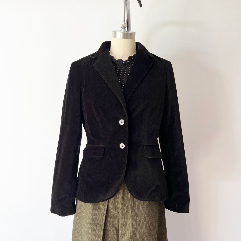 Velvet Blazer Black Two Button Tailored Jacket Banana Republic Whimsigoth Fall